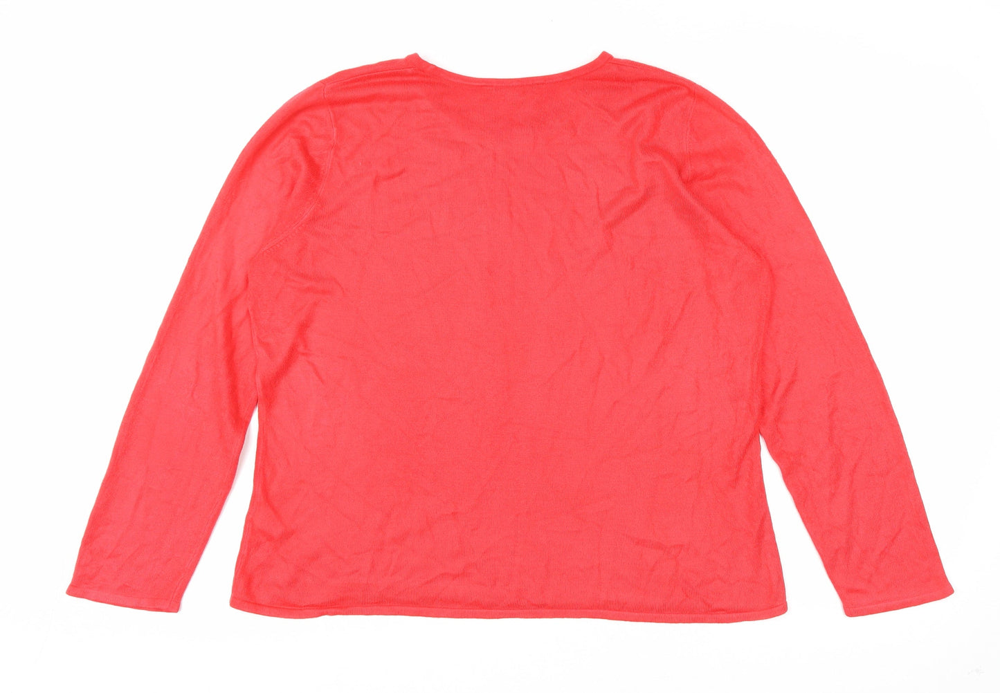 Bonmarché Womens Red Round Neck Acetate Pullover Jumper Size 18