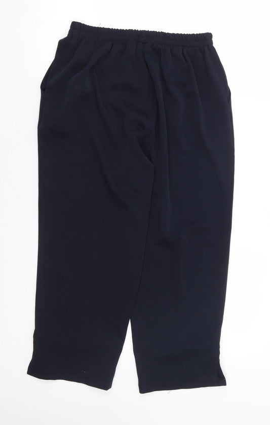 Afibel Womens Blue Polyester Cropped Trousers Size 14 L22 in Regular - Butterfly