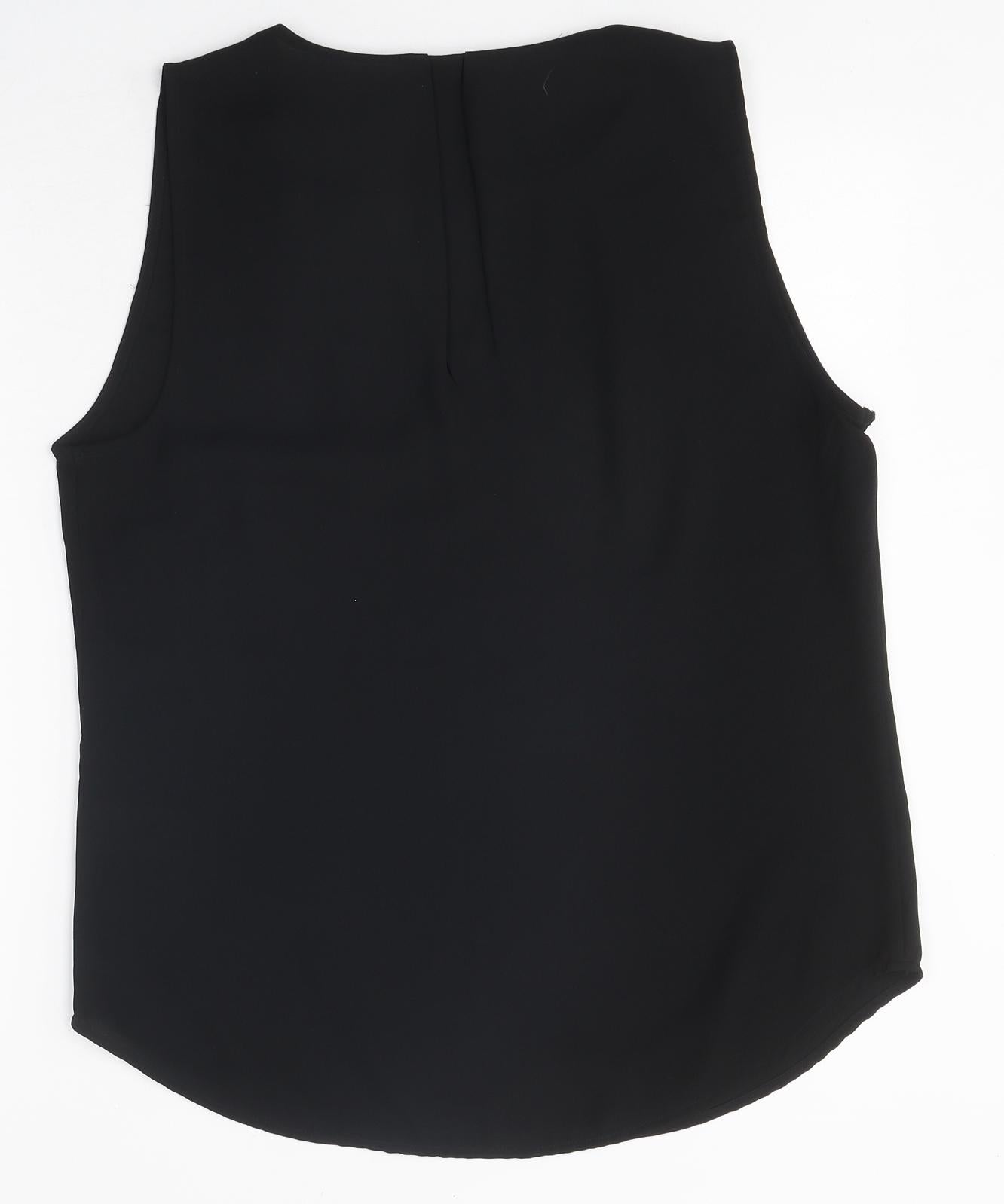 Peacocks Womens Black Polyester Basic Blouse Size 16 V-Neck