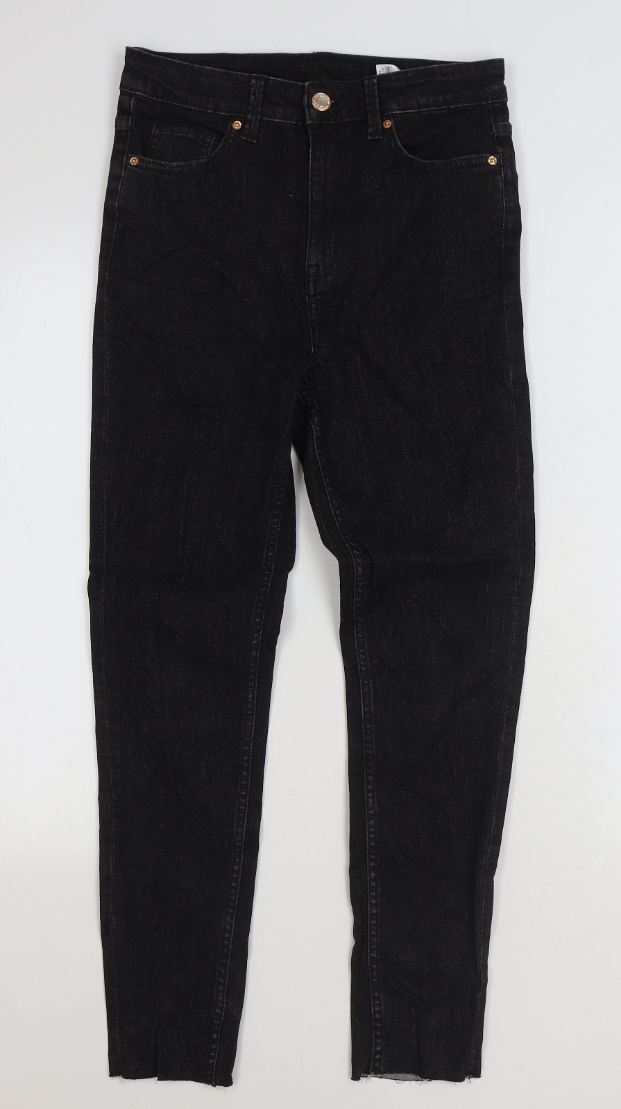 Marks and Spencer Womens Black Cotton Skinny Jeans Size 10 L26 in Regular Zip