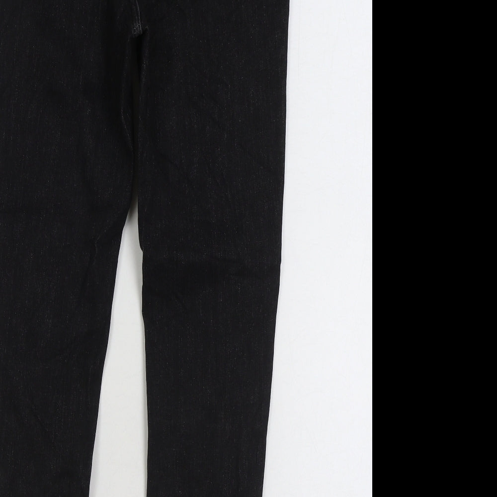 Marks and Spencer Womens Black Cotton Skinny Jeans Size 10 L26 in Regular Zip