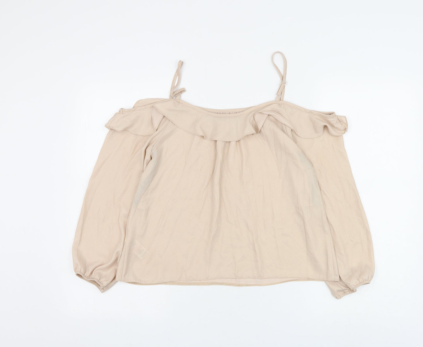 Dorothy Perkins Womens Beige Polyester Basic Blouse Size 8 Boat Neck