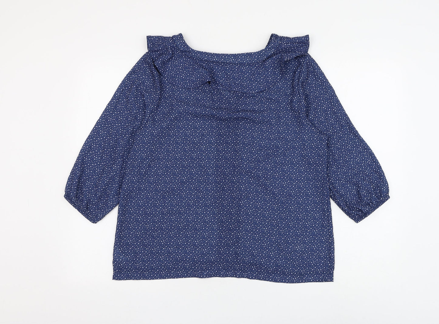 Kaleidoscope Womens Blue Polka Dot Polyester Basic Blouse Size 14 V-Neck