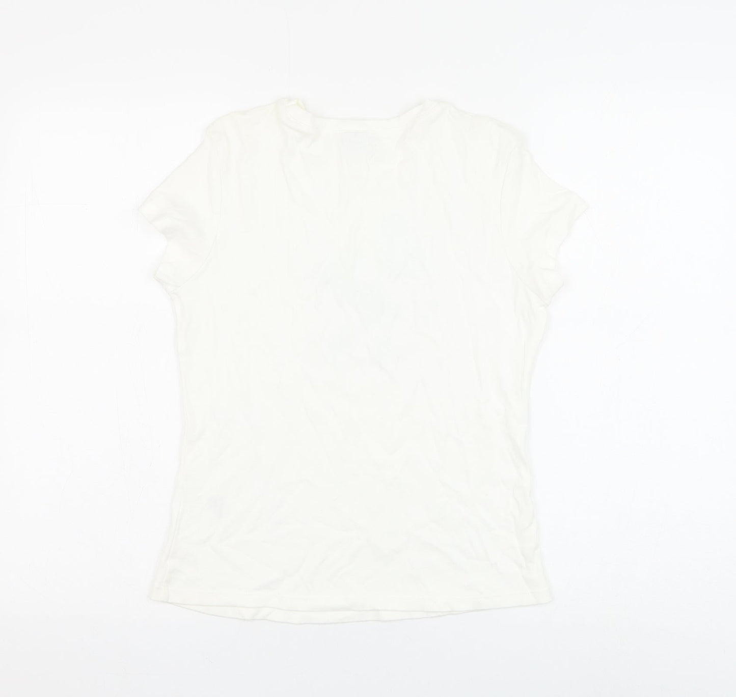 Marks and Spencer Womens White Cotton Basic T-Shirt Size 14 Round Neck - Mickey Mouse