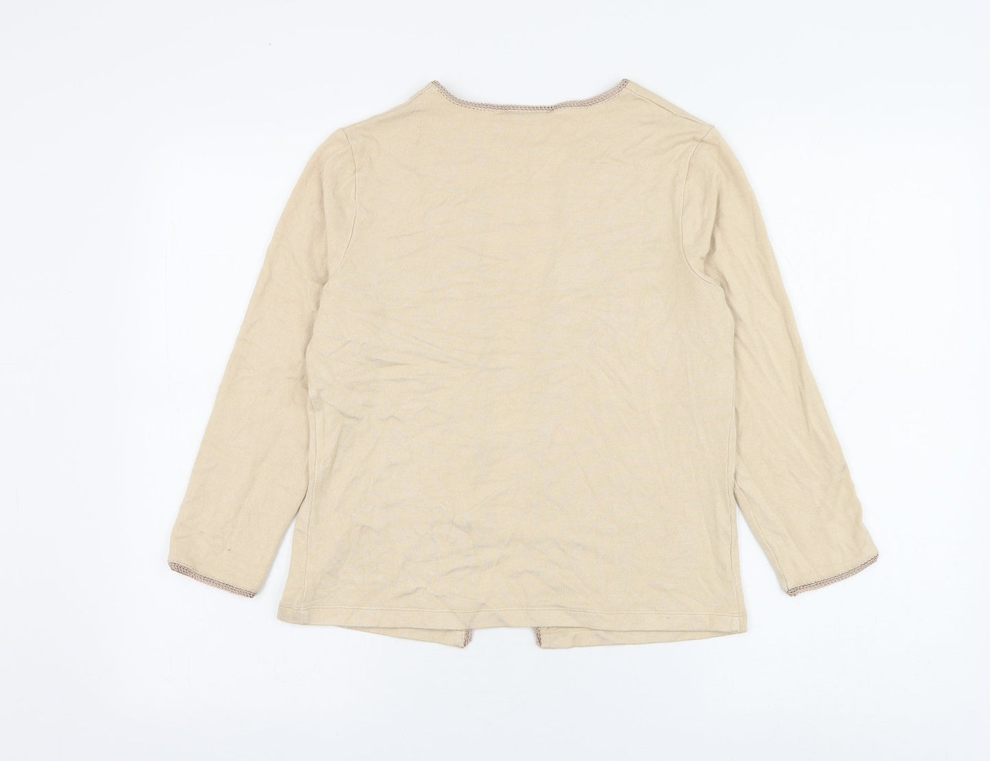NEXT Womens Beige Round Neck Polyester Cardigan Jumper Size 12