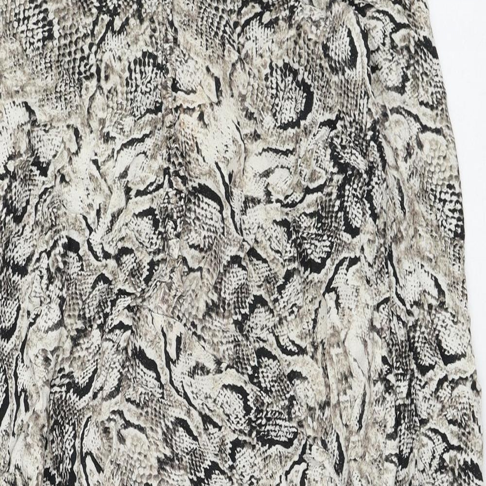 Marks and Spencer Womens Beige Animal Print Viscose Shift Size M V-Neck Pullover - Snake Print