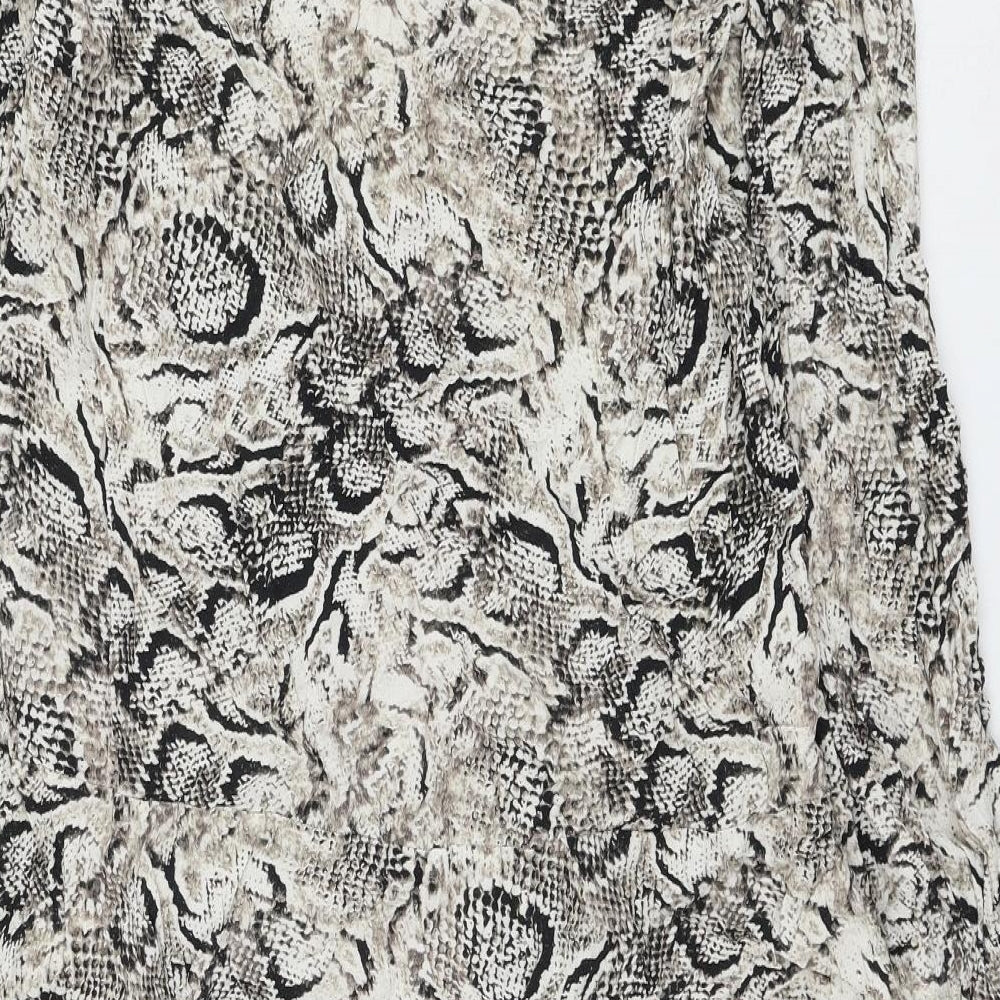 Marks and Spencer Womens Beige Animal Print Viscose Shift Size M V-Neck Pullover - Snake Print