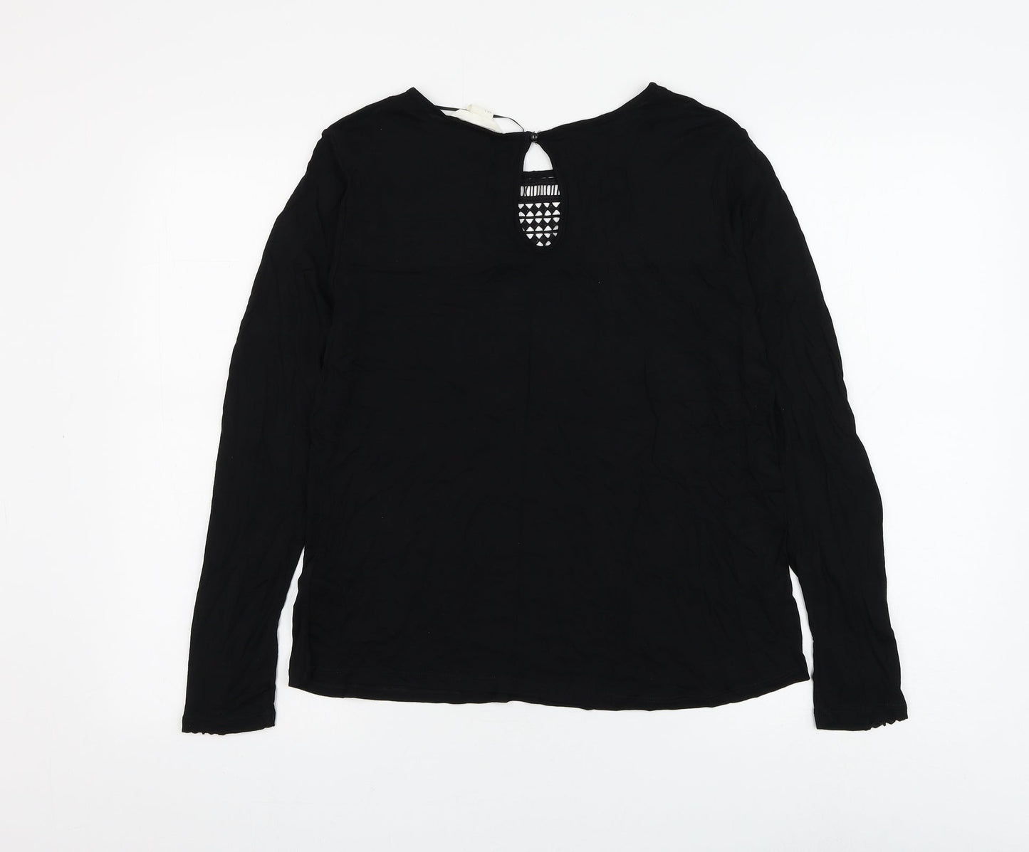 H&M Womens Black Geometric Viscose Basic Blouse Size S Round Neck