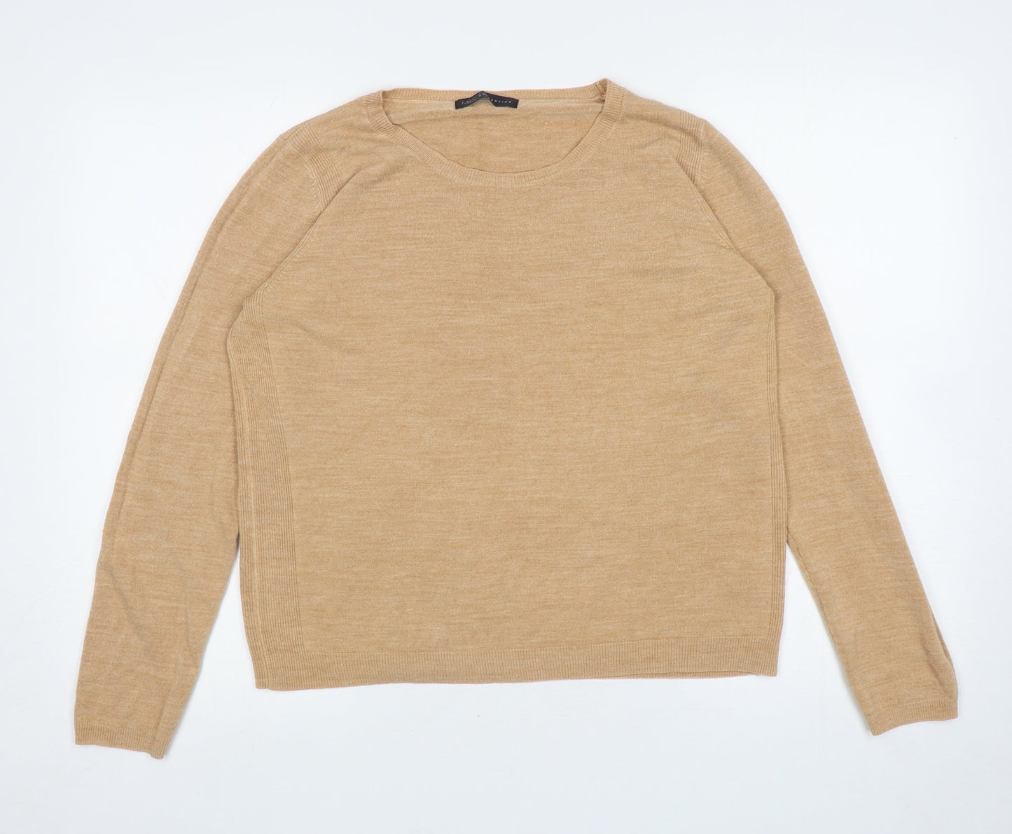 Marks and Spencer Womens Beige Round Neck Acrylic Pullover Jumper Size 16