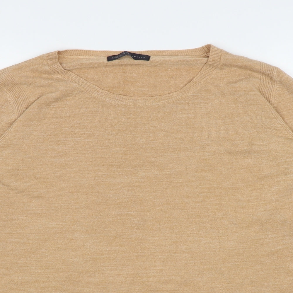 Marks and Spencer Womens Beige Round Neck Acrylic Pullover Jumper Size 16