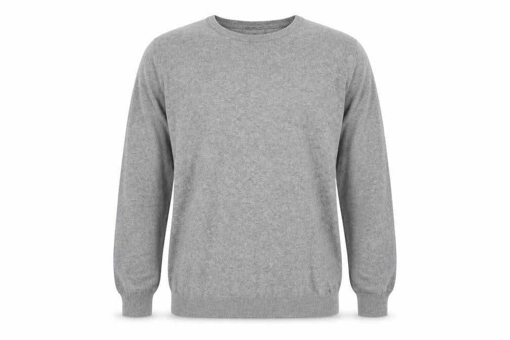 Nutmeg Mens Grey Round Neck Cotton Pullover Jumper Size L