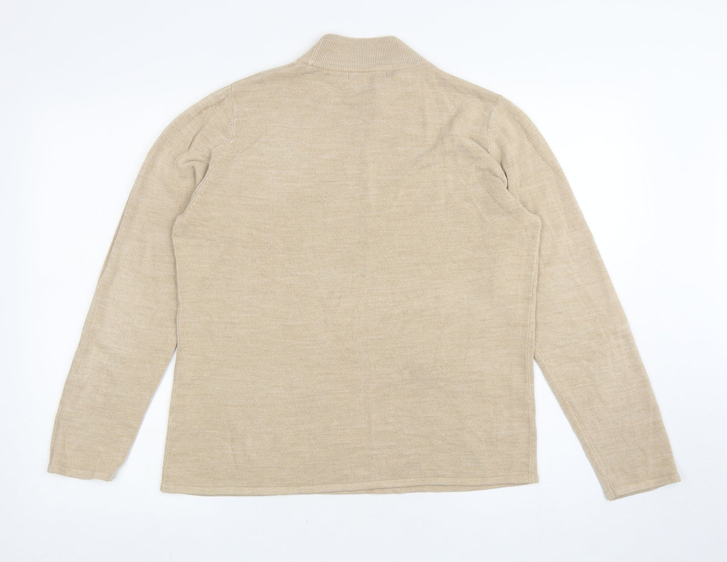 Bonmarche Womens Beige Mock Neck Acrylic Pullover Jumper Size M