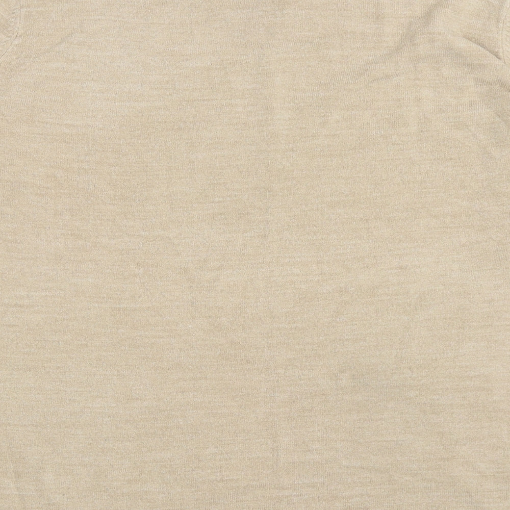 Bonmarche Womens Beige Mock Neck Acrylic Pullover Jumper Size M