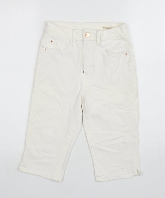Marks and Spencer Womens White Cotton Chino Shorts Size 6 L13 in Regular Zip
