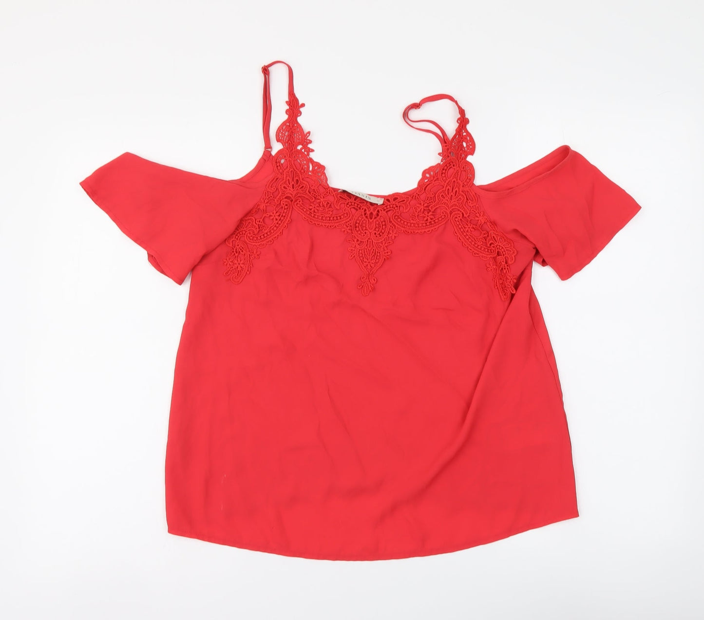 Oasis Womens Red Polyester Camisole Tank Size 12 V-Neck - Cold Shoulder
