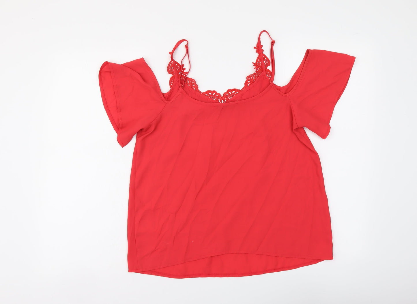Oasis Womens Red Polyester Camisole Tank Size 12 V-Neck - Cold Shoulder
