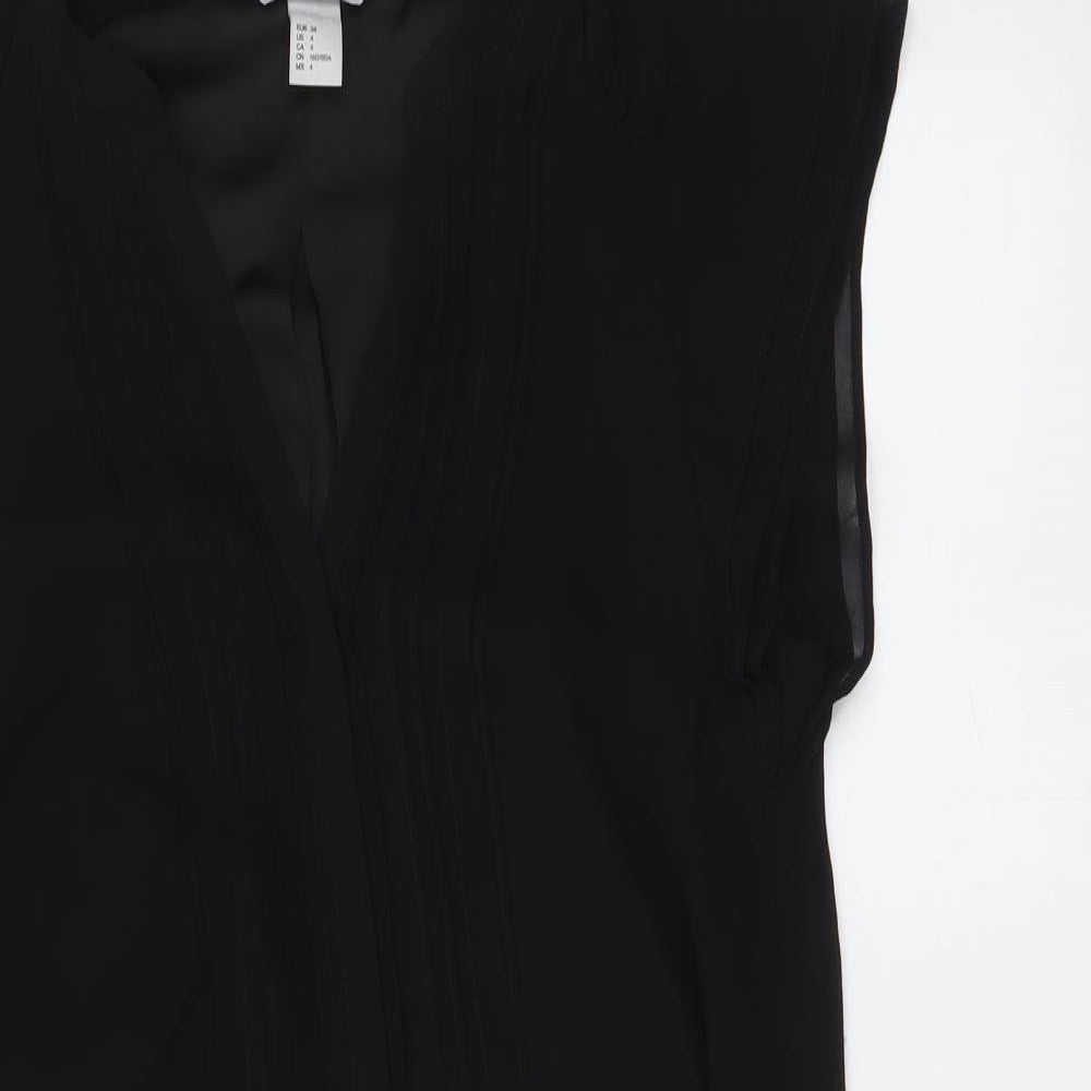 H&M Womens Black Polyester A-Line Size XS V-Neck Pullover