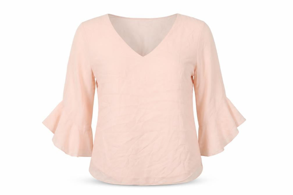Wallis Womens Pink Polyester Basic Blouse Size 10 V-Neck
