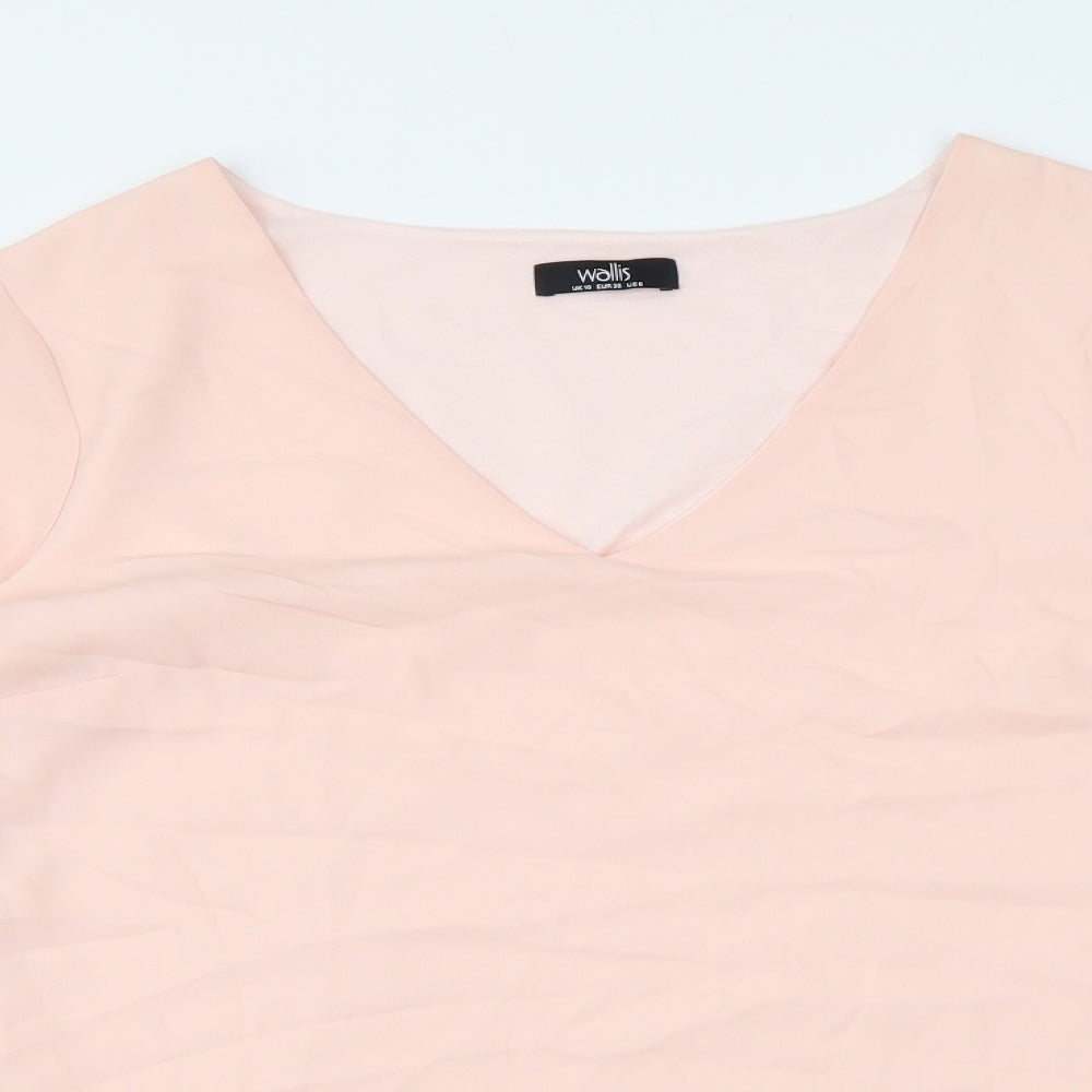 Wallis Womens Pink Polyester Basic Blouse Size 10 V-Neck