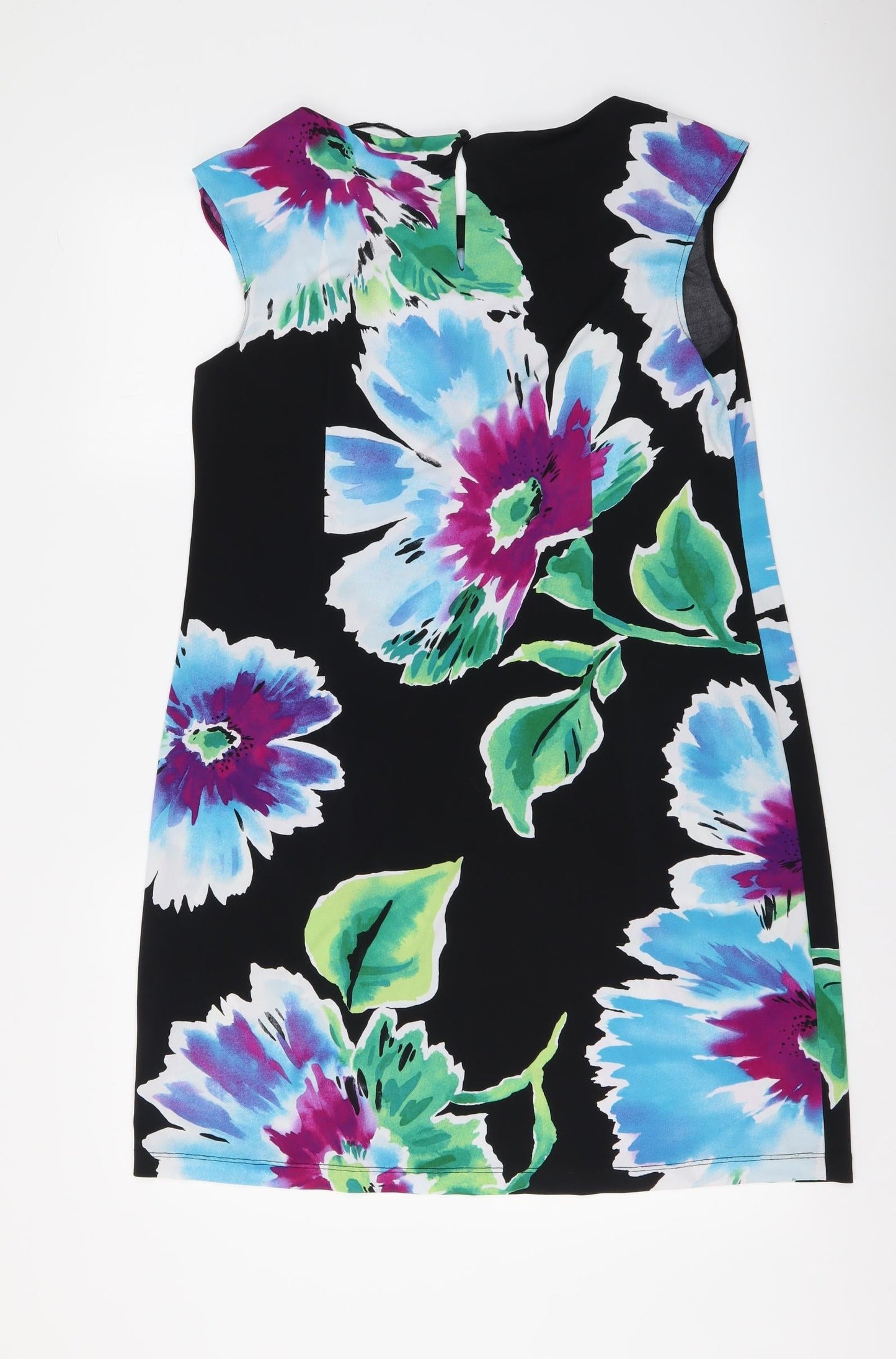 Studio By London Womens Black Floral Polyester A-Line Size 12 Round Neck Pullover
