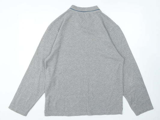 Avenue Mens Grey V-Neck Cotton Pullover Jumper Size M