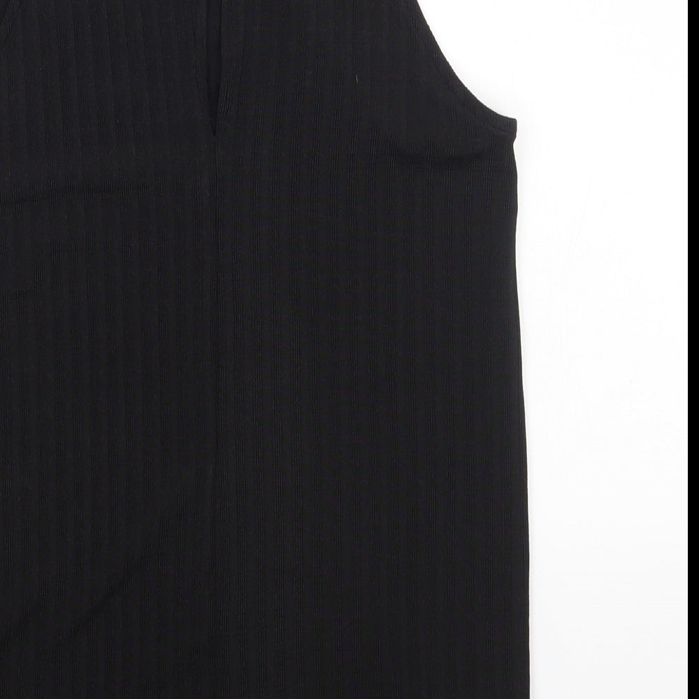 Marks and Spencer Womens Black Polyester Basic T-Shirt Size 6 High Neck