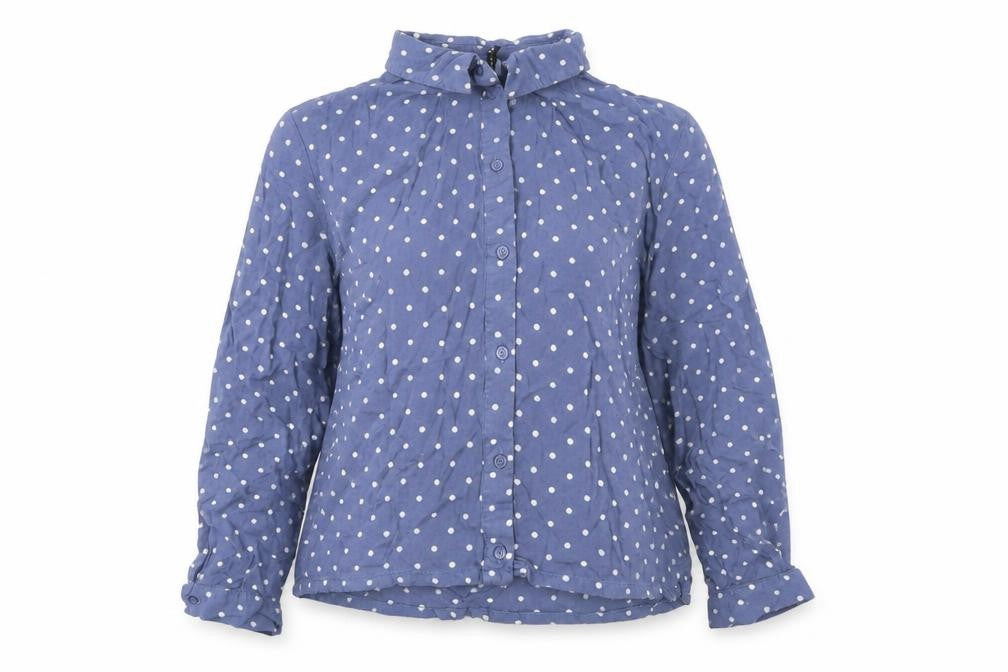 Divided by H&M Womens Blue Polka Dot Viscose Basic Button-Up Size 10 Collared