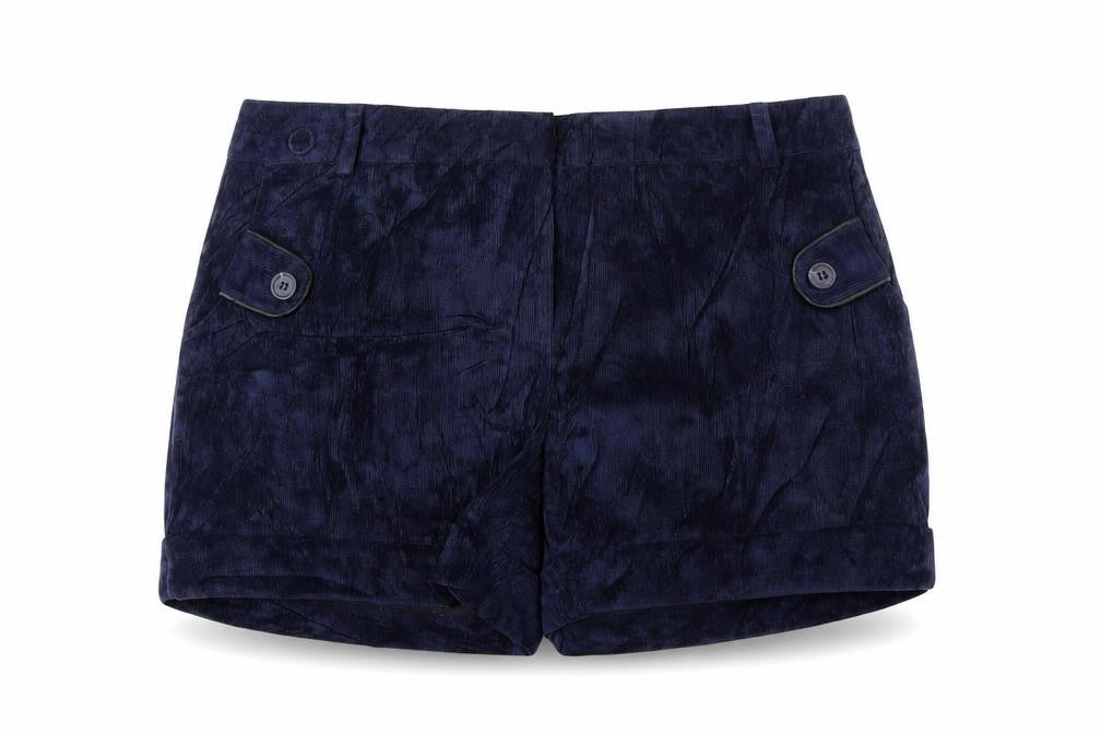 Dunnes Womens Blue Polyester Hot Pants Shorts Size 12 Regular Hook & Loop