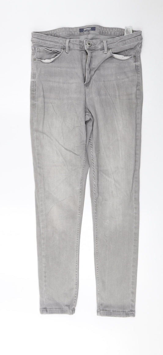 Marks and Spencer Womens Grey Cotton Skinny Jeans Size 12 L27 in Regular Zip