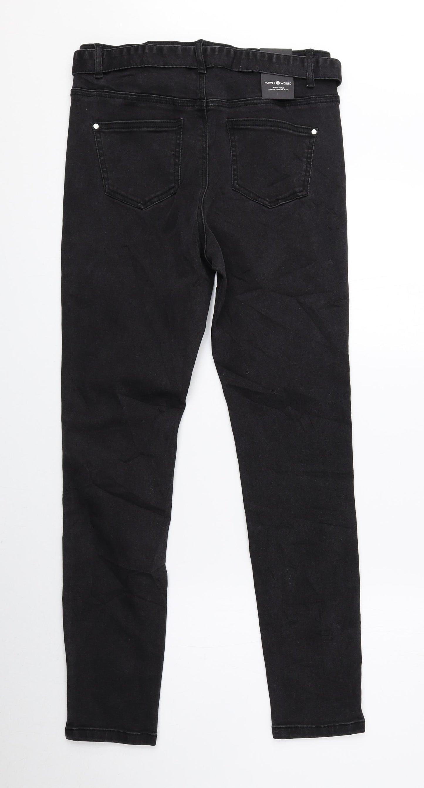 Power World Womens Black Cotton Skinny Jeans Size 10 L26 in Regular Zip