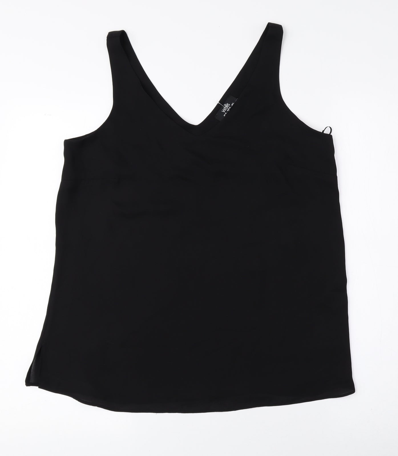 Wallis Womens Black Polyester Basic Tank Size 10 V-Neck
