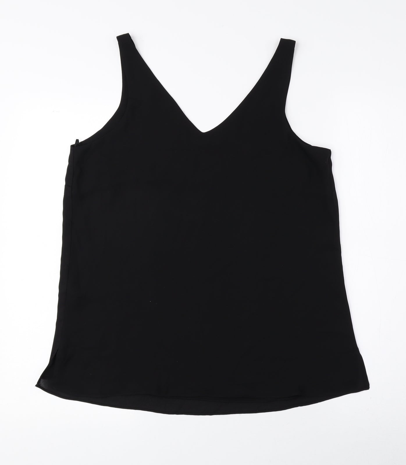 Wallis Womens Black Polyester Basic Tank Size 10 V-Neck