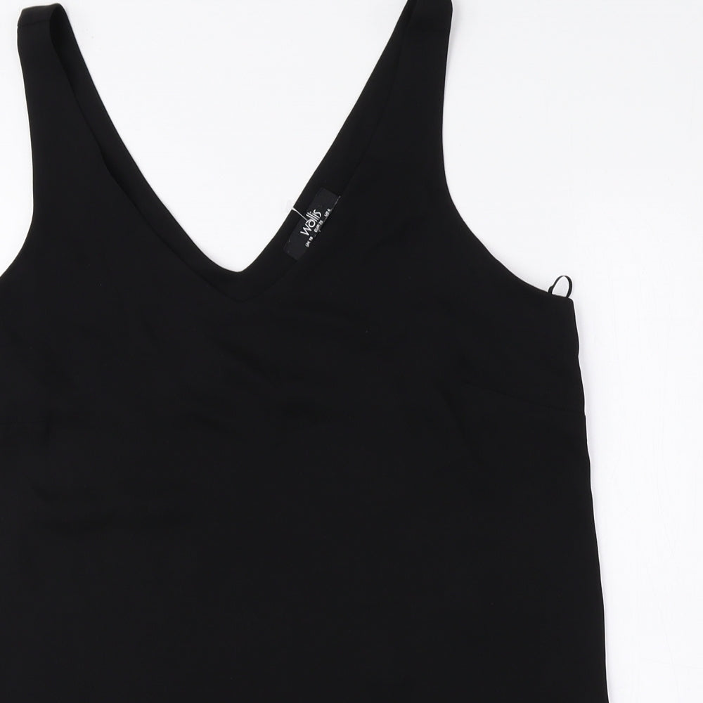Wallis Womens Black Polyester Basic Tank Size 10 V-Neck
