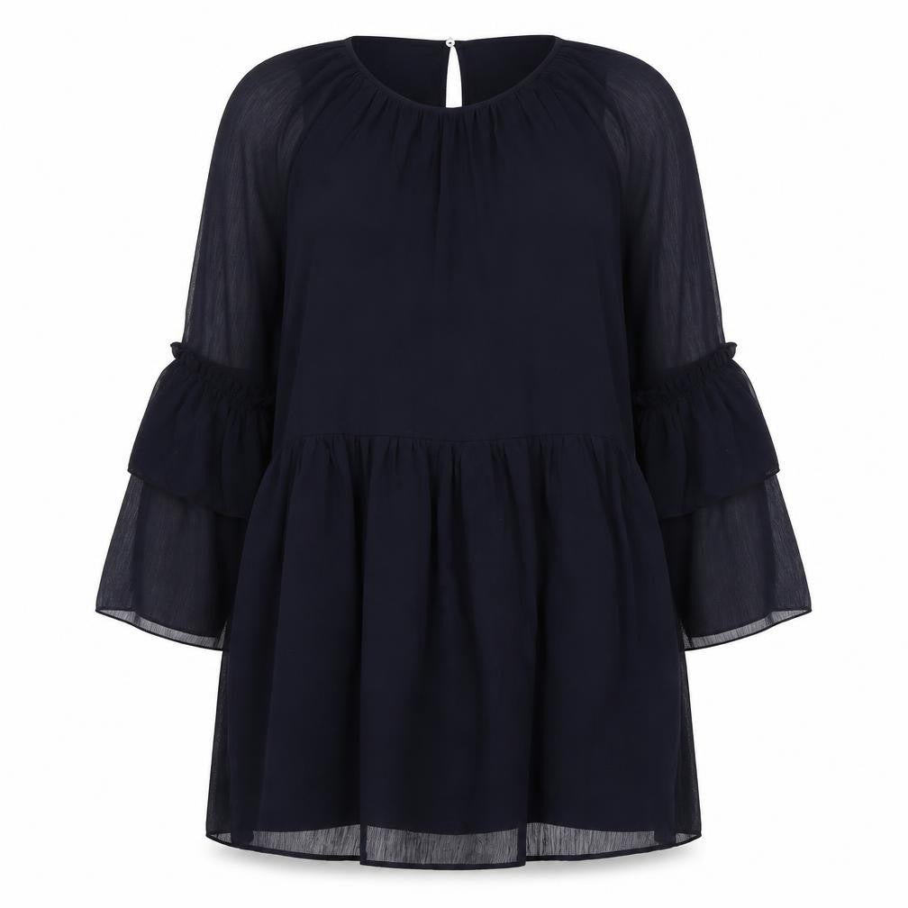 H&M Womens Blue Polyester Mini Size 10 Round Neck Button