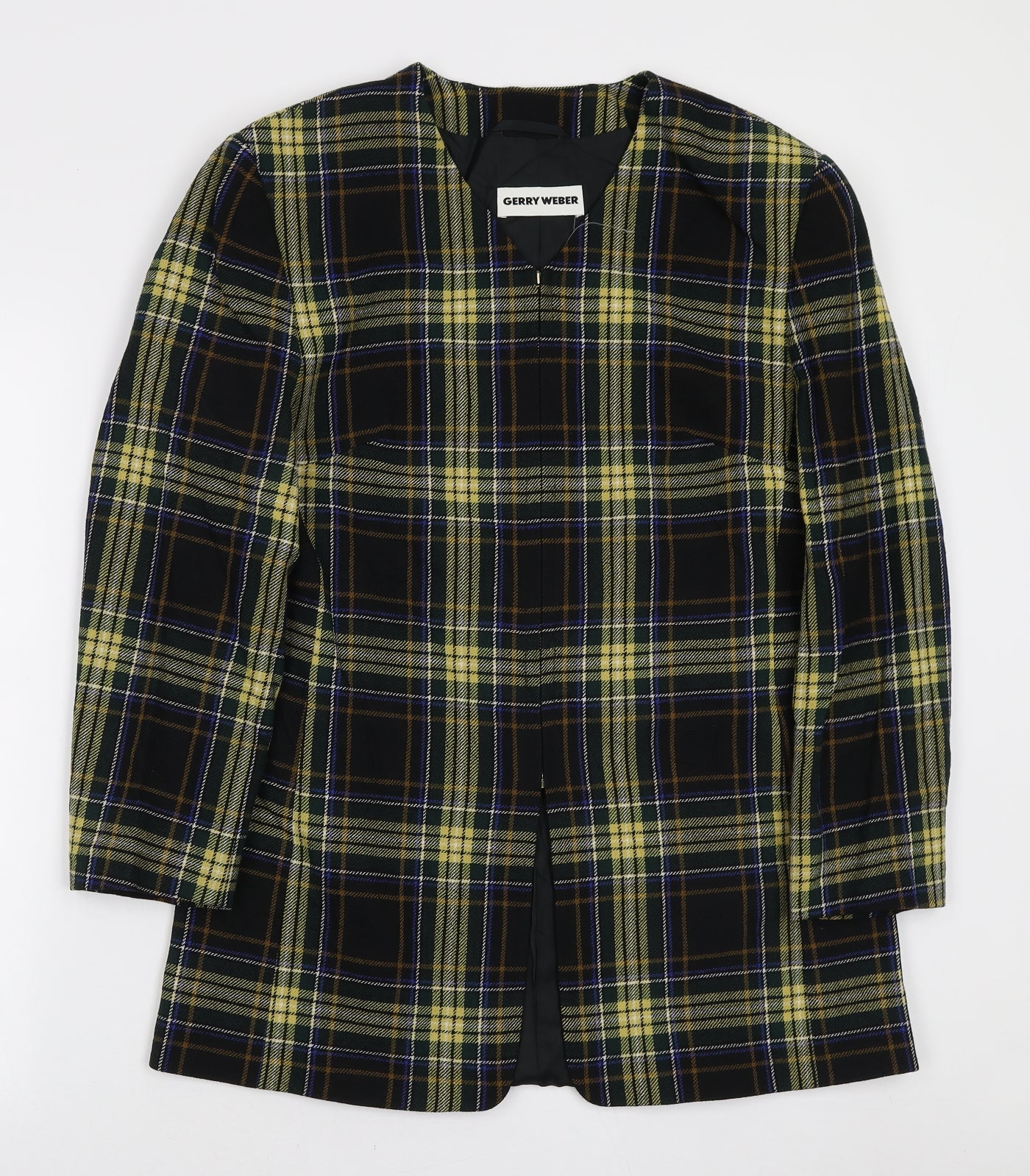 Gerry Weber Womens Black Plaid Jacket Blazer Size 10 Zip