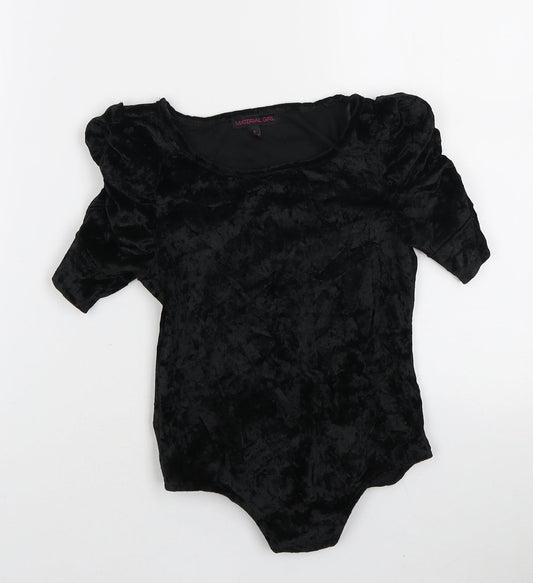 MaterialGirl Womens Black Polyamide Bodysuit One-Piece Size S Snap