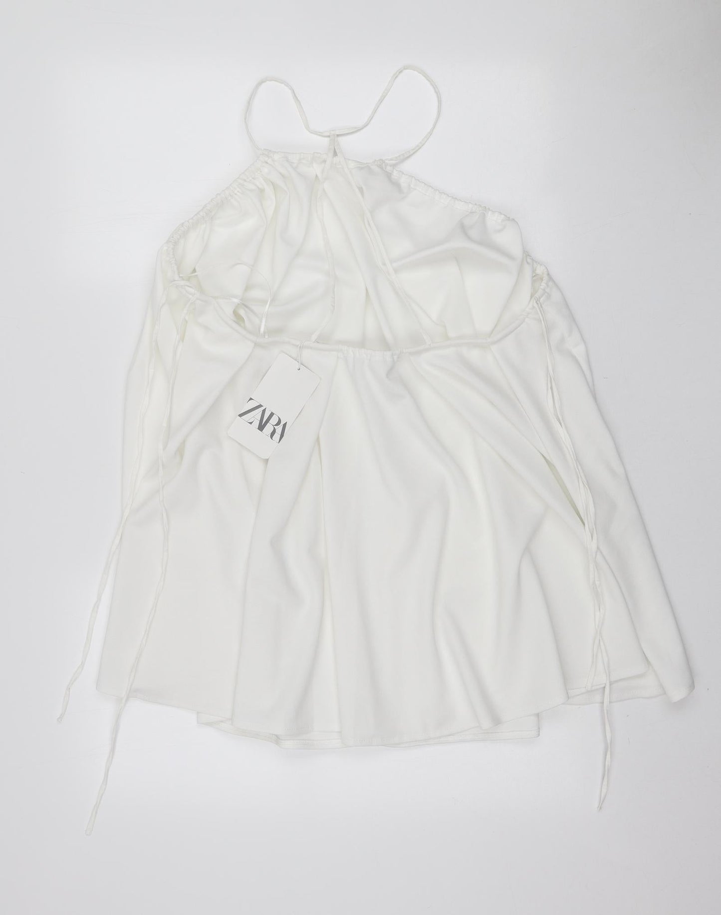 Zara Womens White Polyester Tank Dress Size S Halter Pullover