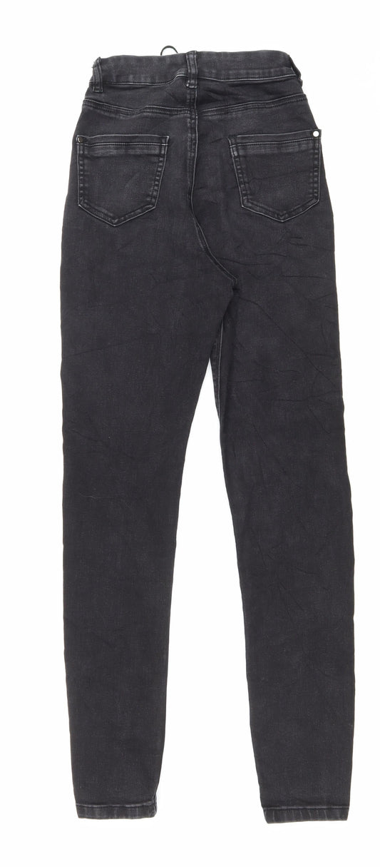 Missguided Womens Black Cotton Skinny Jeans Size 4 L28 in Regular Button - Lace up detail on front