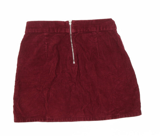 Topshop Womens Red Cotton A-Line Skirt Size 30 in Zip