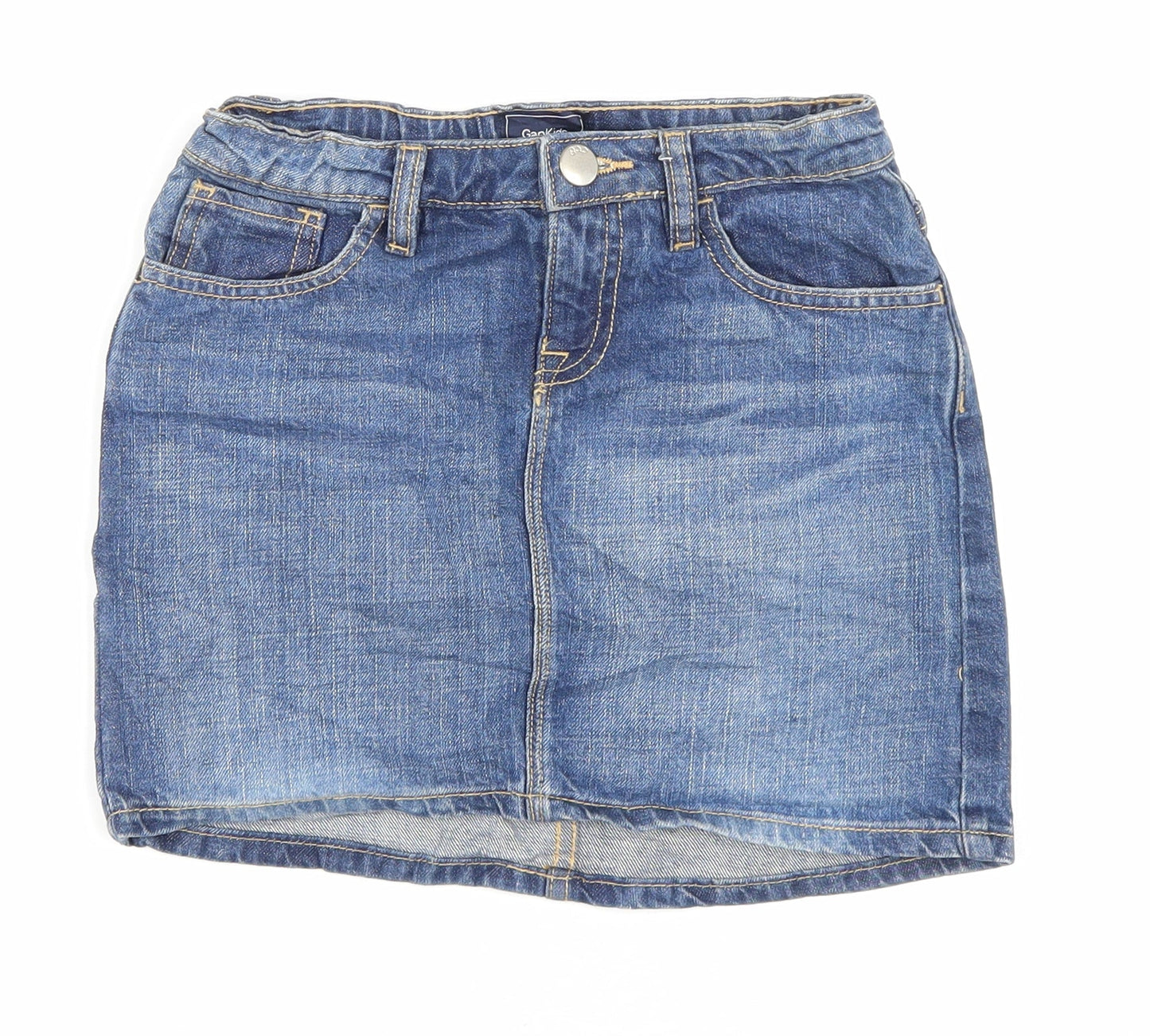 Gap Girls Black Cotton A-Line Skirt Size 10 Years Regular Zip