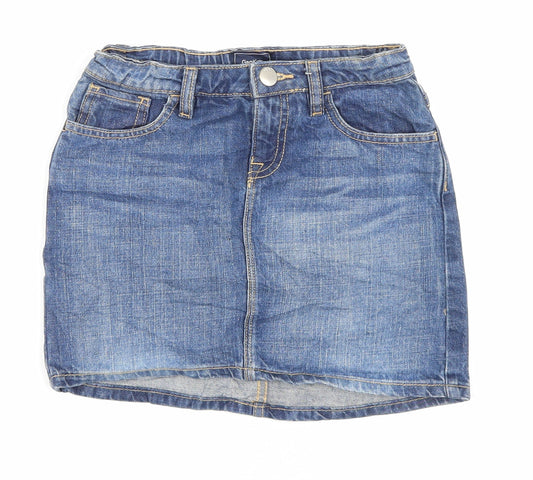 Gap Girls Black Cotton A-Line Skirt Size 10 Years Regular Zip