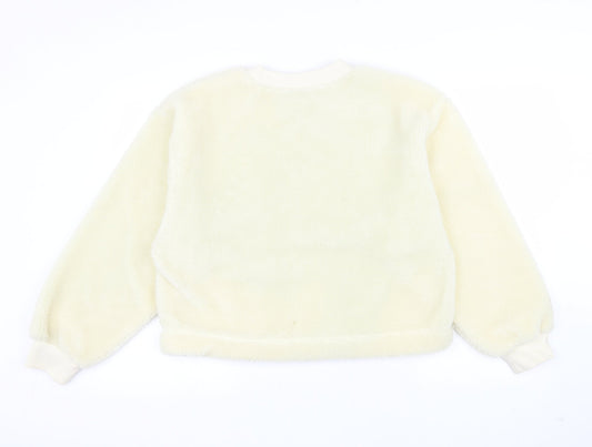 Topshop Womens Ivory Polyester Pullover Sweatshirt Size 8 Pullover