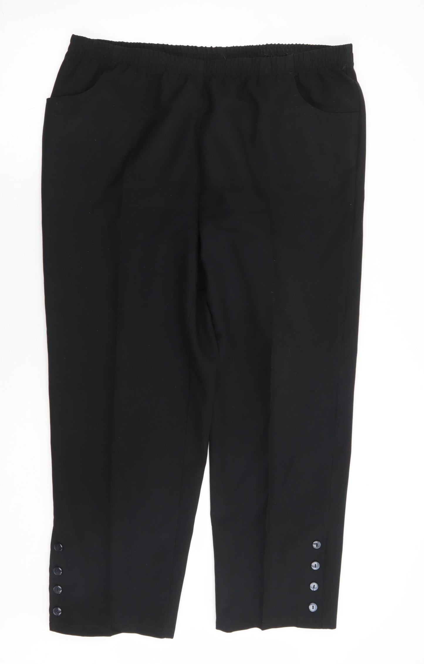 Preworn Womens Black Polyester Trousers Size 38 in L28 in Regular