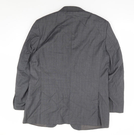 Brook Tavener Mens Grey Polyester Jacket Suit Jacket Size 40