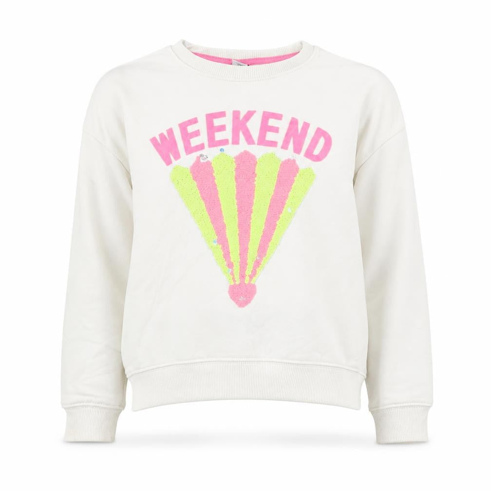 TU Girls White Cotton Pullover Sweatshirt Size 10 Years Pullover - Weekend
