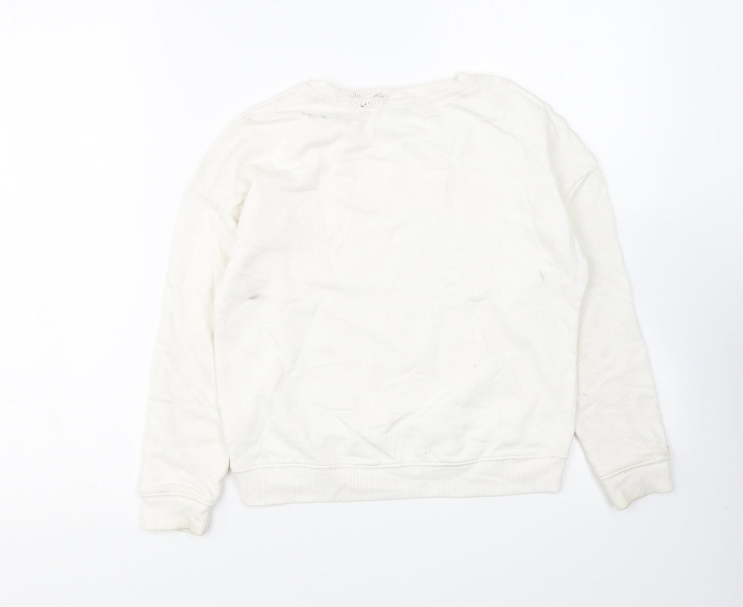 TU Girls White Cotton Pullover Sweatshirt Size 10 Years Pullover - Weekend