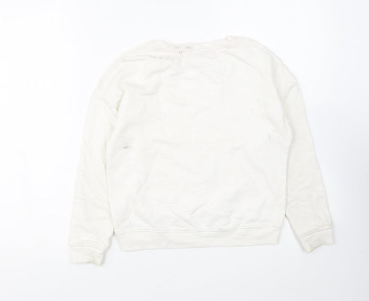 TU Girls White Cotton Pullover Sweatshirt Size 10 Years Pullover - Weekend