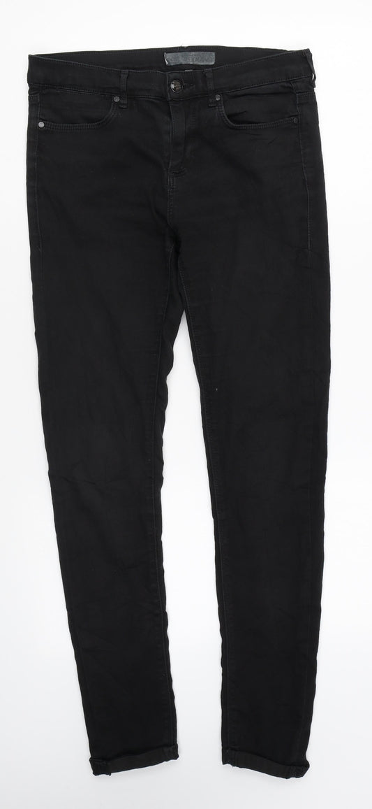 Marks and Spencer Womens Black Cotton Skinny Jeans Size 28 in L29 in Regular Zip