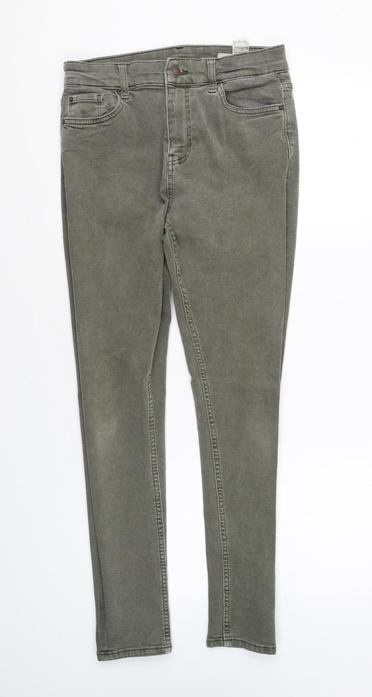 Marks and Spencer Womens Green Cotton Skinny Jeans Size 10 L27 in Regular Zip