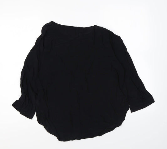 Gap Womens Black Viscose Basic Blouse Size M Round Neck